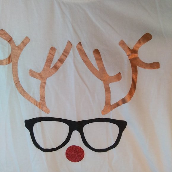 Fun Bespectacled "Rudolph Reindeer Long Sleeve Tee 1X - Picture 3 of 5
